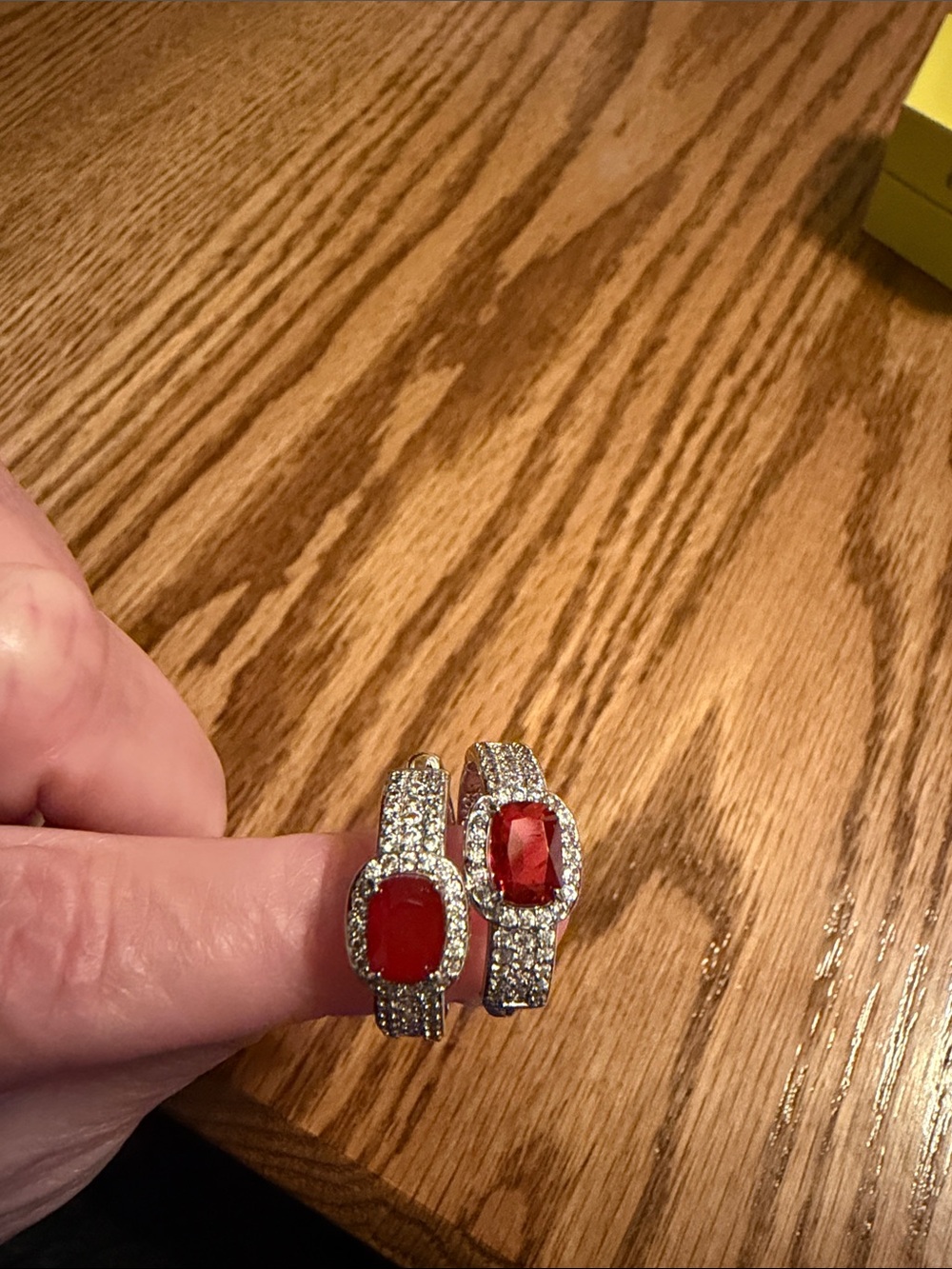 Silver-Tone Earrings with Red Crystal Accents - Women Jewelry Earrings